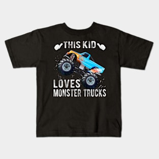 Kids This Kid Loves Monster Trucks Boys and Girls Kids T-Shirt